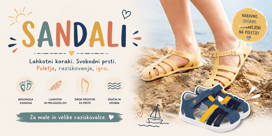 Sandali za otroke in odrasle bosonogi